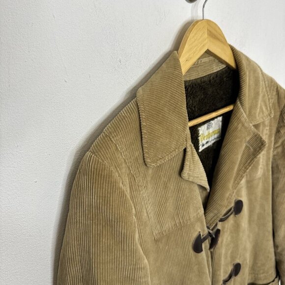 Vintage Mac Mor Weatherman Men 42 M Duffle Corduroy Coat 80s Sherpa Lined Toggle - Picture 5 of 9